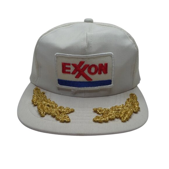 Vintage Headwear White Exxon Snapback Cap Trucker Hat Made in Korea - Picture 1 of 7
